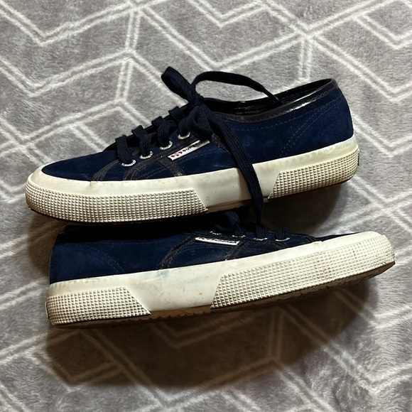 Superga Navy Blue and White Suede Cotu Sneaker Sz 6 / 36 - Picture 4 of 6